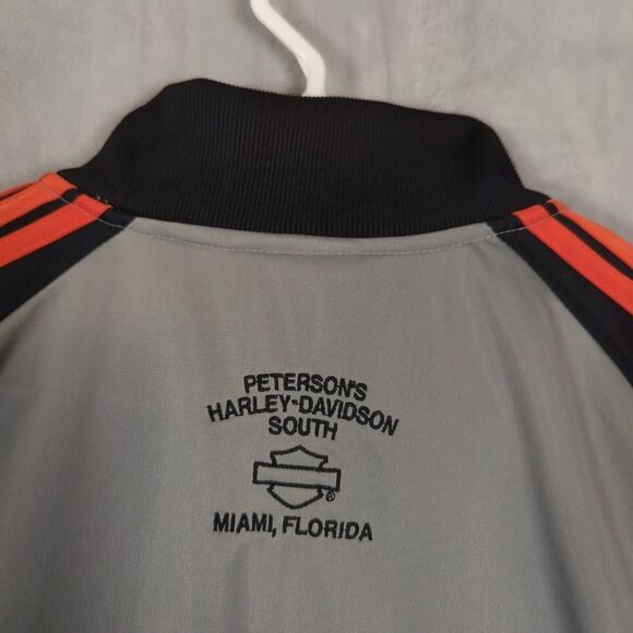 Harley Davidson‎ Track Jacket Mens Large Gray 3 Stripes Raglan Sleeve Full Zip - Picture 10 of 13